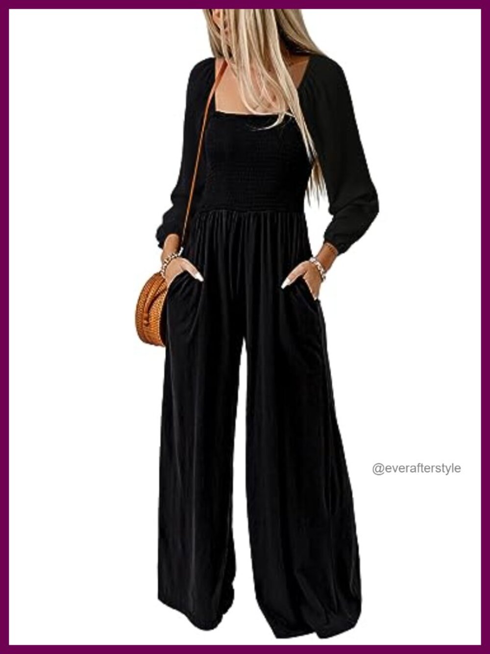 Long Sleeve Wide Leg Jumpsuit with Pockets